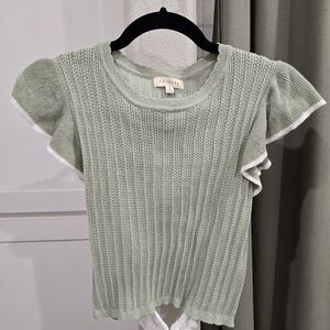 Promesa Sage Knit Top with Ruffle Detail